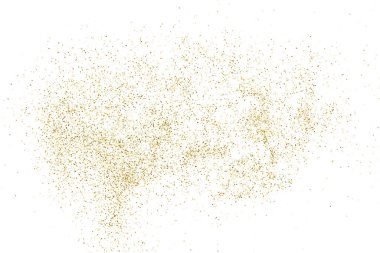 Beyazda izole edilmiş altın rengi parıltı dokusu. Amber Parçacık Rengi. Kutlama arkaplanı. Altın Konfeti Patlaması. Vektör İllüstrasyonu, Eps 10.
