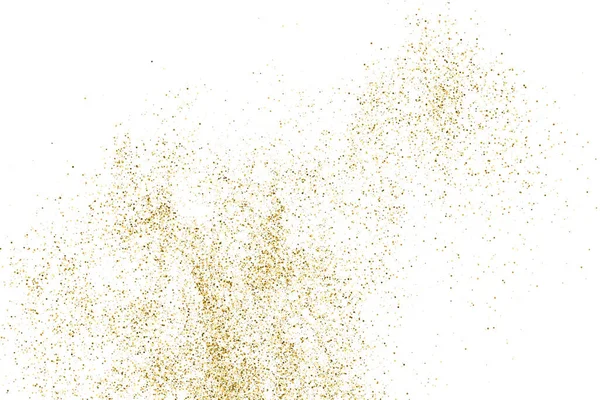 ホワイトに分離されたゴールドグリッターテクスチャ 琥珀色の粒子 記念すべき背景 コンフェッティの黄金爆発 ベクターイラスト Eps — ストックベクタ