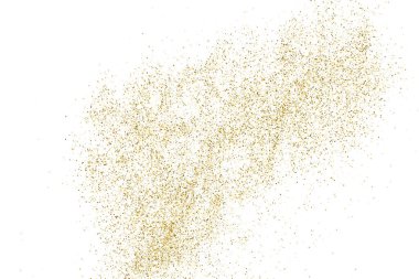 Beyazda izole edilmiş altın rengi parıltı dokusu. Amber Parçacık Rengi. Kutlama arkaplanı. Altın Konfeti Patlaması. Vektör İllüstrasyonu, Eps 10.