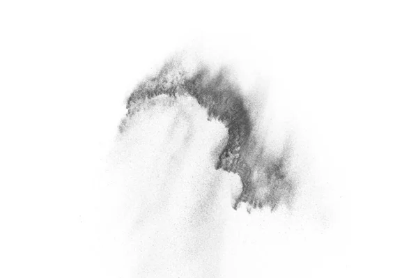 Взрыв Черных Частиц Изолирован Белом Фоне Абстрактная Пылевая Текстура — стоковое фото