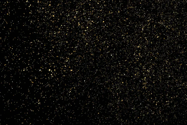 Gold Glitter Textura Isolado Fundo Preto Estrela Dourado Amber Particles —  Vetores de Stock