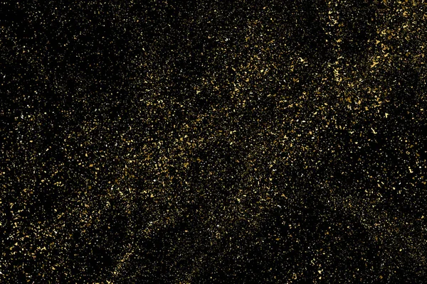 Siyah Arkaplan Izole Edilmiş Altın Parıltılı Doku Altın Yıldız Tozu — Stok Vektör