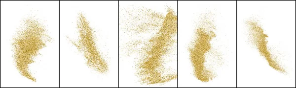 Set Texture Glitter Oro Isolato Bianco Paillettes Color Ambra Sfondo — Vettoriale Stock