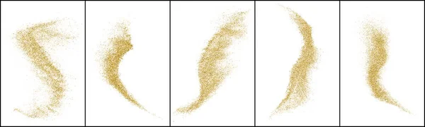 Uppsättning Guld Glitter Textur Isolerad Vitt Bärnstensfärgsekvenserna Stardust Bakgrund Gyllene — Stock vektor