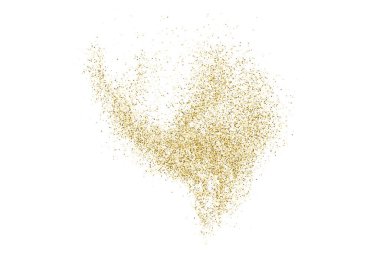 Beyazda izole edilmiş altın rengi parıltı dokusu. Amber Renk Sequins. Kutlama arkaplanı. Altın Konfeti Patlaması. Vektör İllüstrasyonu, Eps 10.