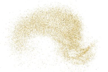 Beyazda izole edilmiş altın rengi parıltı dokusu. Amber Renk Sequins. Kutlama arkaplanı. Altın Konfeti Patlaması. Vektör İllüstrasyonu, Eps 10.