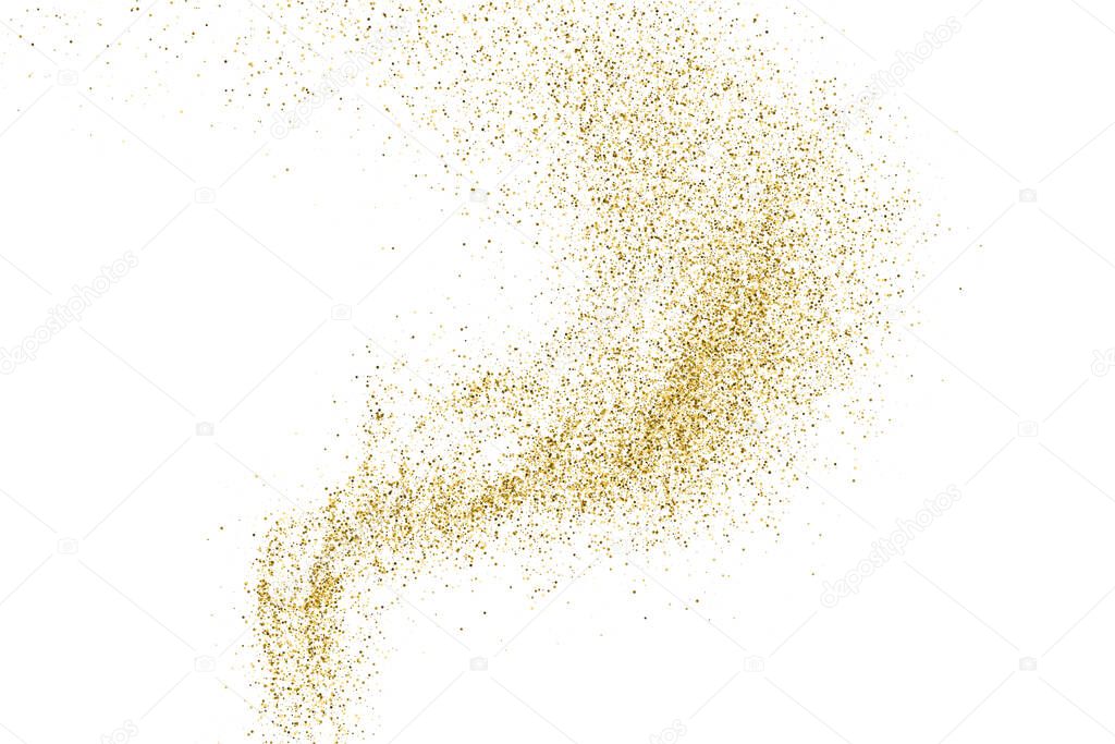 Gold Glitter Texture Isolated On White. Goldish Color Sequins. Celebratory Background. Golden Explosion Of Confetti. Vector Illustration, Eps 10.