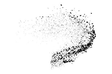 Beyaz arka planda siyah taneli doku izole edilmiş. Toz tabakası. Karanlık gürültü tanecikleri. Dijital olarak oluşturulmuş görüntü. Vektör tasarım elemanları. Görüntü, Eps 10.