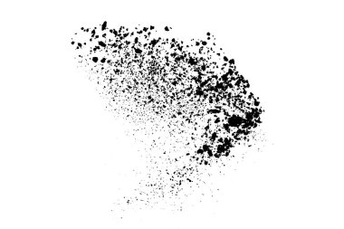 Beyaz arka planda siyah taneli doku izole edilmiş. Toz tabakası. Karanlık gürültü tanecikleri. Dijital olarak oluşturulmuş görüntü. Vektör tasarım elemanları. Görüntü, Eps 10.