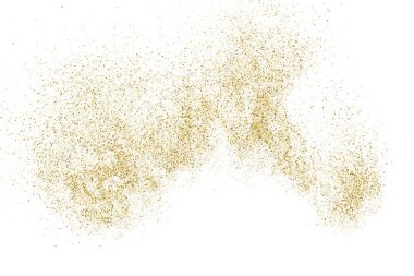 Beyazda izole edilmiş altın rengi parıltı dokusu. Goldish Renk Sequins. Kutlama arkaplanı. Altın Konfeti Patlaması. Vektör İllüstrasyonu, Eps 10.