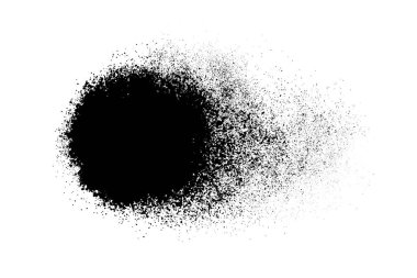 Beyaz arka planda siyah taneli doku izole edilmiş. Toz tabakası. Karanlık gürültü tanecikleri. Dijital olarak oluşturulmuş görüntü. Vektör tasarım elemanları. Görüntü, Eps 10.
