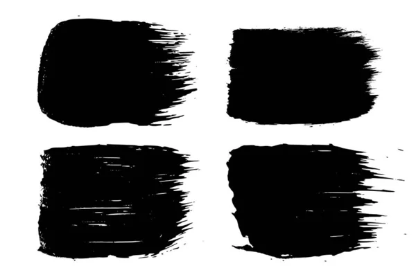 Sada Černých Tahů Štětcem Izolovaných Bílém Rozstřik Inkoustu Kapky Barvy — Stockový vektor