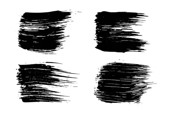 一组在白色上隔离的黑色笔划 墨水飞溅 油漆水滴 数字生成的图像 矢量设计要素 Eps — 图库矢量图片