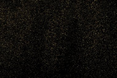 Siyah Arkaplan 'da izole edilmiş altın parıltılı doku. Altın yıldız tozu. Amber Parçacık Rengi. Parıltı Yağmuru. Vektör İllüstrasyonu, Eps 10.