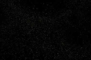 Siyah Arkaplan 'da izole edilmiş altın parıltılı doku. Altın yıldız tozu. Amber Parçacık Rengi. Parıltı Yağmuru. Vektör İllüstrasyonu, Eps 10.