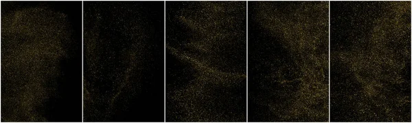 Ensemble Paillettes Isolées Sur Fond Noir Poussière Dorée Couleur Particules — Image vectorielle