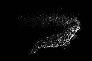 Siyah arka planda beyaz lekeler var. Soyut vektör patlaması. Dijital olarak oluşturulmuş görüntü. Görüntü, EPS 10.