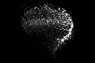 Siyah arka planda beyaz lekeler var. Soyut vektör patlaması. Dijital olarak oluşturulmuş görüntü. Görüntü, EPS 10.