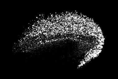 Siyah arka planda beyaz lekeler var. Soyut vektör patlaması. Dijital olarak oluşturulmuş görüntü. Görüntü, EPS 10.