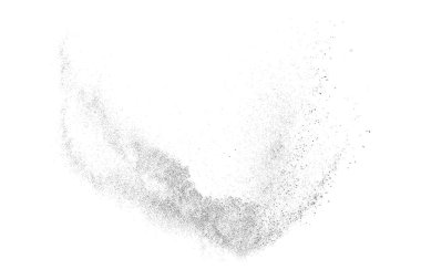 Sıkıntılı siyah doku. Beyaz arka planda koyu kumlu bir doku. Toz tabakası desenli. Tahıl gürültüsü partikülleri. Paslanmış beyaz efekt. Grunge tasarım elementleri. Vektör illüstrasyonu, EPS 10.