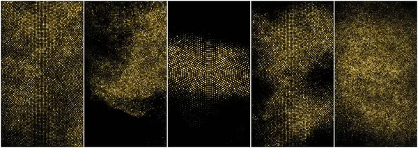 Набір Золотого Блиску Halftone Dotted Backdrop Abstract Circular Retro Pattern — стоковий вектор