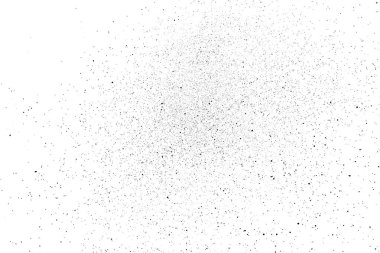 Sıkıntılı siyah doku. Beyaz arka planda koyu kumlu bir doku. Toz tabakası desenli. Tahıl gürültüsü partikülleri. Paslanmış beyaz efekt. Grunge tasarım elementleri. Vektör illüstrasyonu, EPS 10.