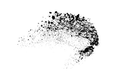 Beyaz arka planda siyah taneli doku izole edilmiş. Toz tabakası. Karanlık gürültü tanecikleri. Dijital olarak oluşturulmuş görüntü. Vektör tasarım elemanları. Görüntü, Eps 10.