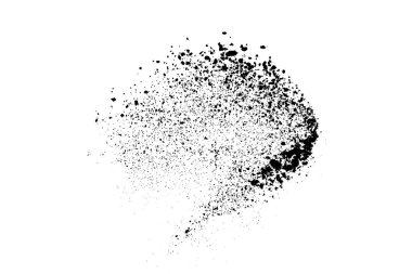 Beyaz arka planda siyah taneli doku izole edilmiş. Toz tabakası. Karanlık gürültü tanecikleri. Dijital olarak oluşturulmuş görüntü. Vektör tasarım elemanları. Görüntü, Eps 10.