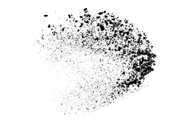 Beyaz arka planda siyah taneli doku izole edilmiş. Toz tabakası. Karanlık gürültü tanecikleri. Dijital olarak oluşturulmuş görüntü. Vektör tasarım elemanları. Görüntü, Eps 10.