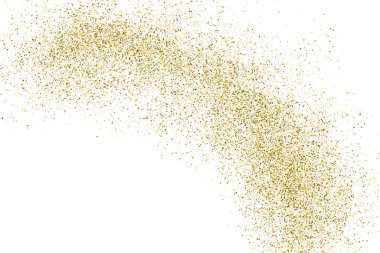 Beyazda izole edilmiş altın rengi parıltı dokusu. Goldish Renk Sequins. Kutlama arkaplanı. Altın Konfeti Patlaması. Vektör İllüstrasyonu, Eps 10.