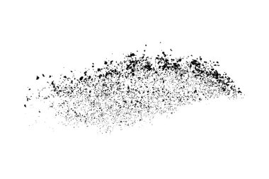 Beyaz arka planda siyah taneli doku izole edilmiş. Toz tabakası. Karanlık gürültü tanecikleri. Dijital olarak oluşturulmuş görüntü. Vektör tasarım elemanları. Görüntü, Eps 10.