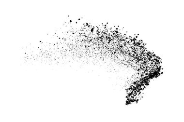 Beyaz arka planda siyah taneli doku izole edilmiş. Toz tabakası. Karanlık gürültü tanecikleri. Dijital olarak oluşturulmuş görüntü. Vektör tasarım elemanları. Görüntü, Eps 10.