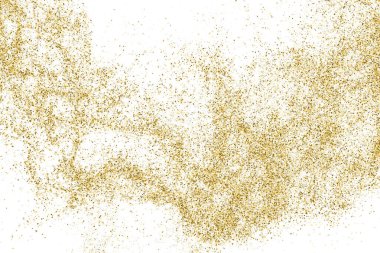 Beyazda izole edilmiş altın rengi parıltı dokusu. Goldish Renk Sequins. Kutlama arkaplanı. Altın Konfeti Patlaması. Vektör İllüstrasyonu, Eps 10.