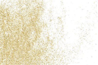 Beyazda izole edilmiş altın rengi parıltı dokusu. Goldish Renk Sequins. Kutlama arkaplanı. Altın Konfeti Patlaması. Vektör İllüstrasyonu, Eps 10.