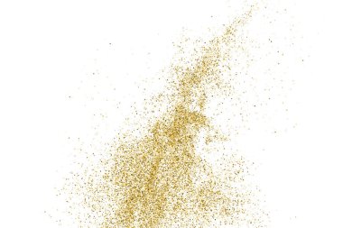 Beyazda izole edilmiş altın rengi parıltı dokusu. Goldish Renk Sequins. Kutlama arkaplanı. Altın Konfeti Patlaması. Vektör İllüstrasyonu, Eps 10.