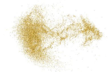 Beyazda izole edilmiş altın rengi parıltı dokusu. Goldish Renk Sequins. Kutlama arkaplanı. Altın Konfeti Patlaması. Vektör İllüstrasyonu, Eps 10.