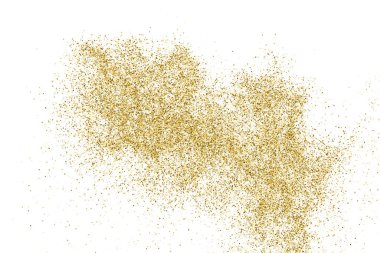 Beyazda izole edilmiş altın rengi parıltı dokusu. Goldish Renk Sequins. Kutlama arkaplanı. Altın Konfeti Patlaması. Vektör İllüstrasyonu, Eps 10.