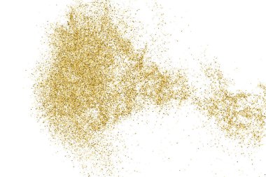 Beyazda izole edilmiş altın rengi parıltı dokusu. Goldish Renk Sequins. Kutlama arkaplanı. Altın Konfeti Patlaması. Vektör İllüstrasyonu, Eps 10.