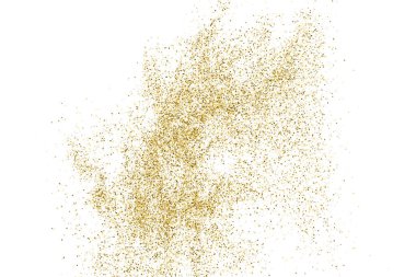Beyazda izole edilmiş altın rengi parıltı dokusu. Goldish Renk Sequins. Kutlama arkaplanı. Altın Konfeti Patlaması. Vektör İllüstrasyonu, Eps 10.