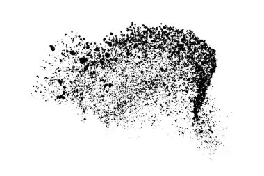 Beyaz arka planda siyah taneli doku izole edilmiş. Toz tabakası. Karanlık gürültü tanecikleri. Dijital olarak oluşturulmuş görüntü. Vektör tasarım elemanları. Görüntü, Eps 10.