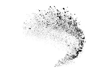 Beyaz arka planda siyah taneli doku izole edilmiş. Toz tabakası. Karanlık gürültü tanecikleri. Dijital olarak oluşturulmuş görüntü. Vektör tasarım elemanları. Görüntü, Eps 10.