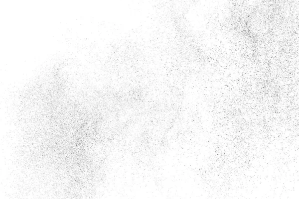 Sıkıntılı siyah doku. Beyaz arka planda koyu kumlu bir doku. Toz tabakası desenli. Tahıl gürültüsü partikülleri. Paslanmış beyaz efekt. Grunge tasarım elementleri. Vektör illüstrasyonu, EPS 10.
