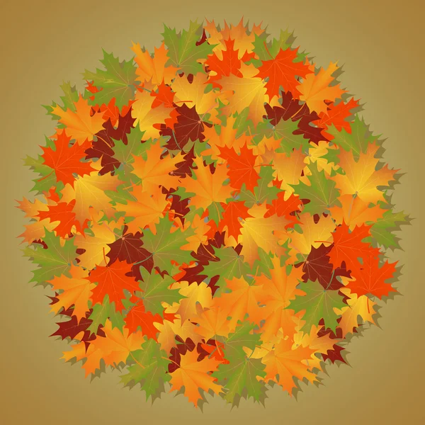 Liście jesienią tło z rundy klon. — Wektor stockowy