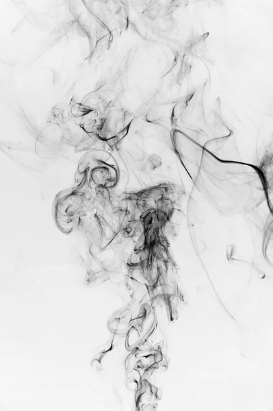 白色背景上的抽象黑烟 — 图库照片