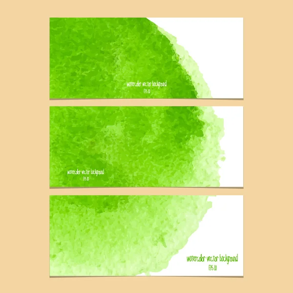Bannières vectorielles avec aquarelle verte . — Image vectorielle