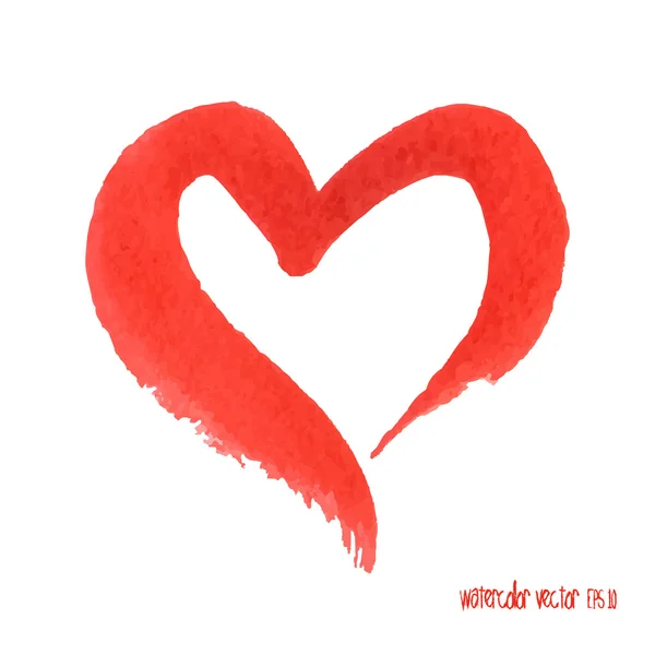 Watercolor red heart. Design element. Symbol love. — Stock Vector