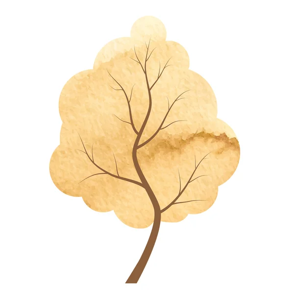 Beyaz bir arka plan üzerinde soyut kahverengi ve sarı ağaç. — Stok Vektör