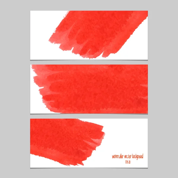 Bandiere vettoriali con acquerello rosso — Vettoriale Stock