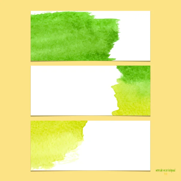 Vector banners with watercolor  yellow and green — Stock Vector