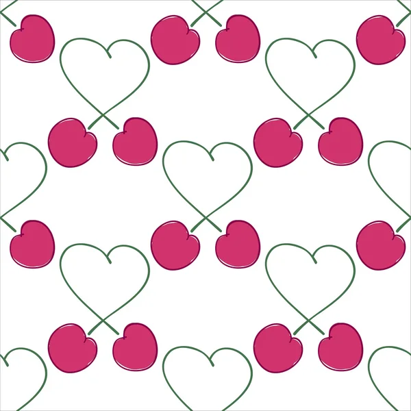 Seamless pattern bunches Love cherry. — Stock Vector